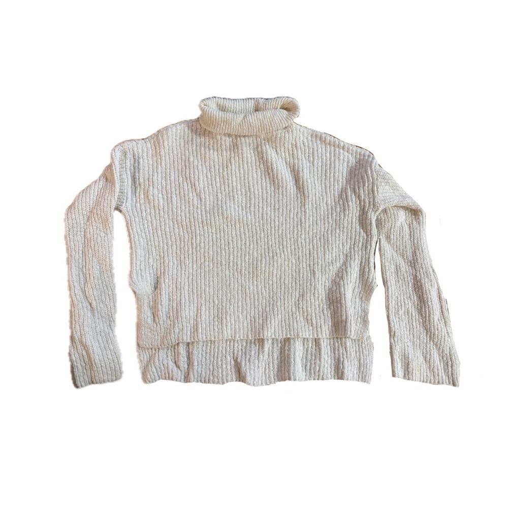 LAST CHANCE! Women's Free People Cream Chunky Knit Ribbed Turtleneck Sweater